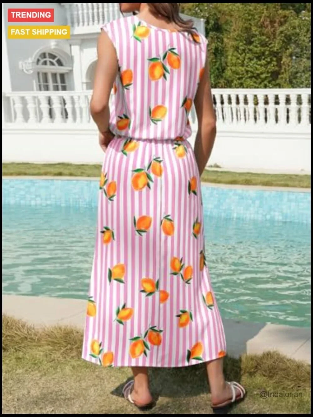 Striped 2 Piece Skirt Set Sleeveless Tank Top Maxi Dress Beach Vacation Outfits